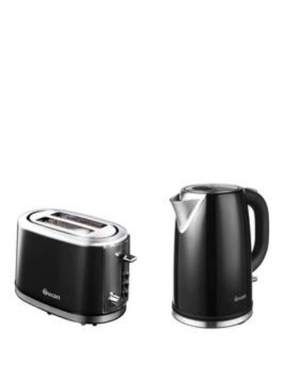 Swan Kettle And 2-Slice Toaster Pack - Black Swan Kettle And 2-Slice Toaster Pack - Black